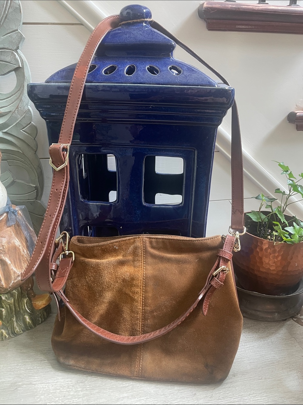 Fairfield and Favor Brown Suede Tetbury Mini Shoulder/Crossbody